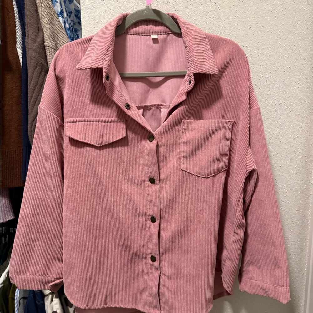 Pink Corduroy Utility Jacket